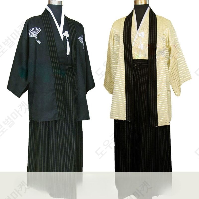 남성 전통 일본 기모노 정장 의상 세트 무대 공연 - 상품 이미지