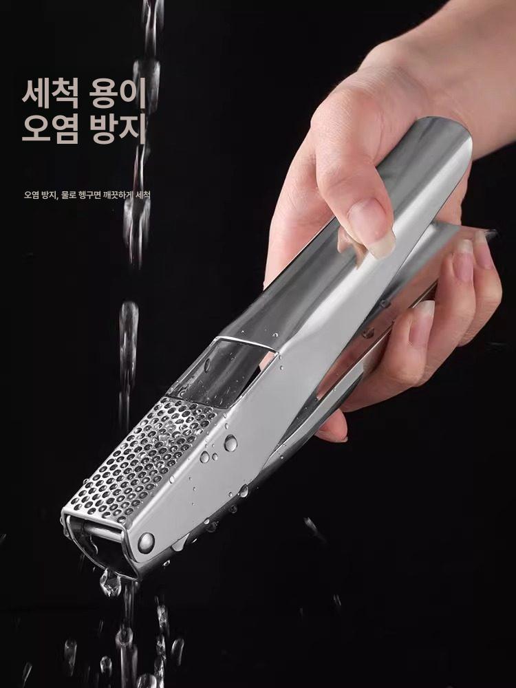 마늘 다용도 다짐기 손잡이형 수동 메셔 스텐 프레스 모든 304 스틸 원형 구멍 마늘 프레스 - 상세 이미지 2