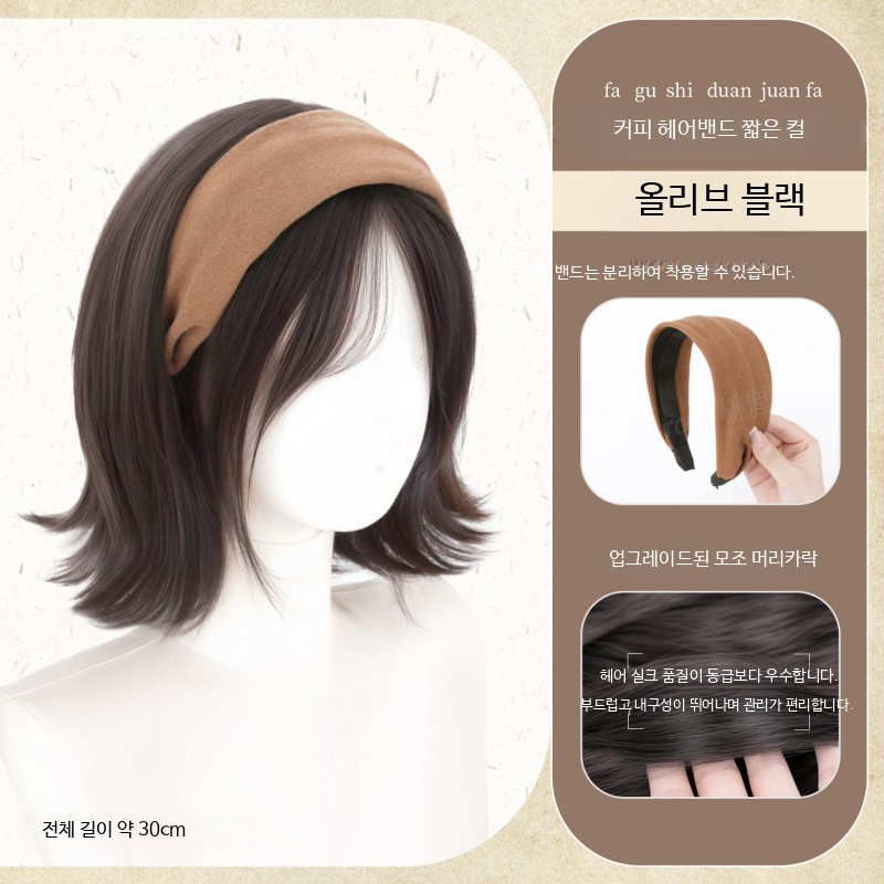 헤어밴드 가발 일체형 가을 겨울용 볼륨업 웨이브 스타일 부분가발 여성용 - 상세 이미지 2
