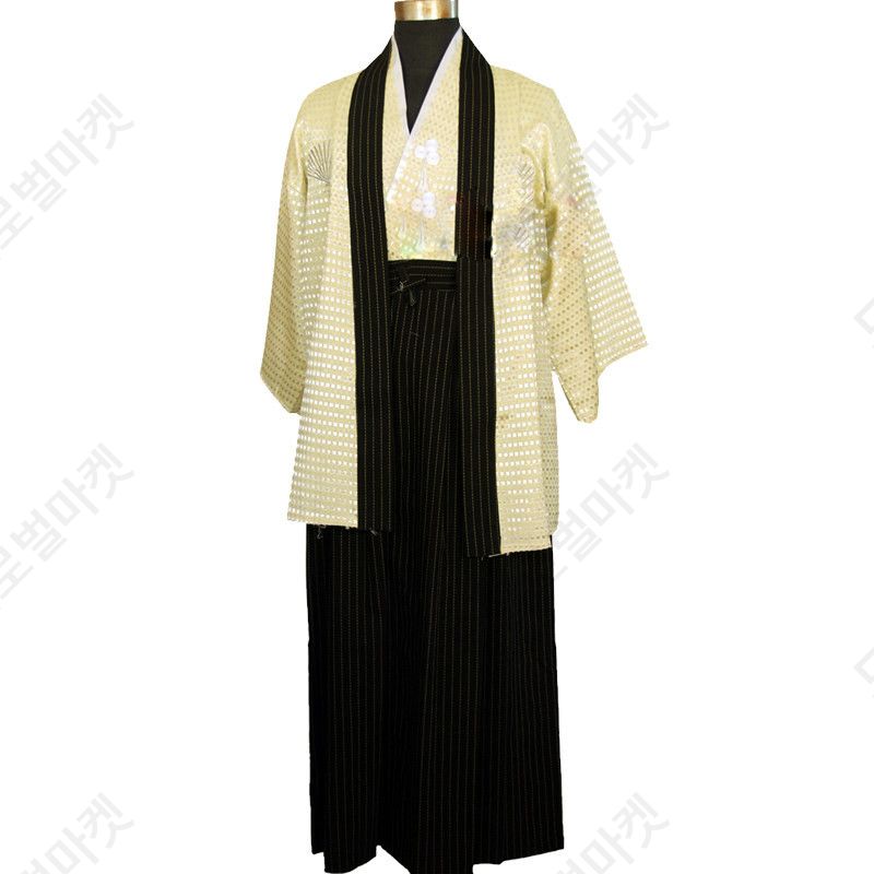 남성 전통 일본 기모노 정장 의상 세트 무대 공연 - 상세 이미지 5