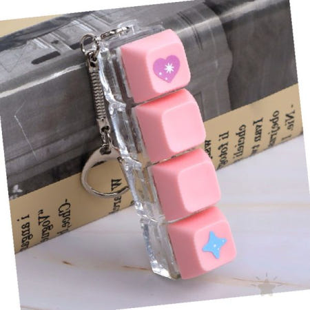 기계식 키보드 감성 미니 키캡 장식 키링 가방고리 핑크 파스텔 하트 이모티콘
