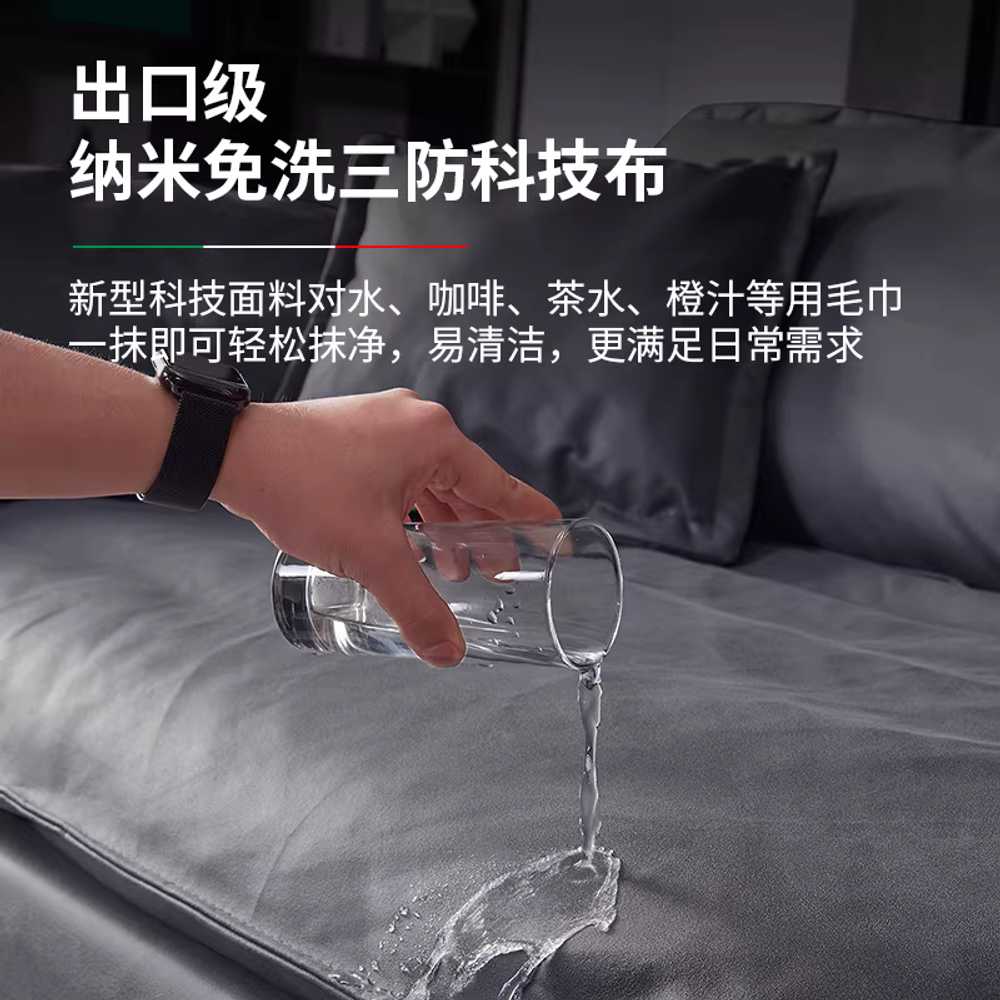 폭넓은 소파 블랙 가죽 인테리어 거실 대형 쇼파 가구 2.0m - 상세 이미지 4