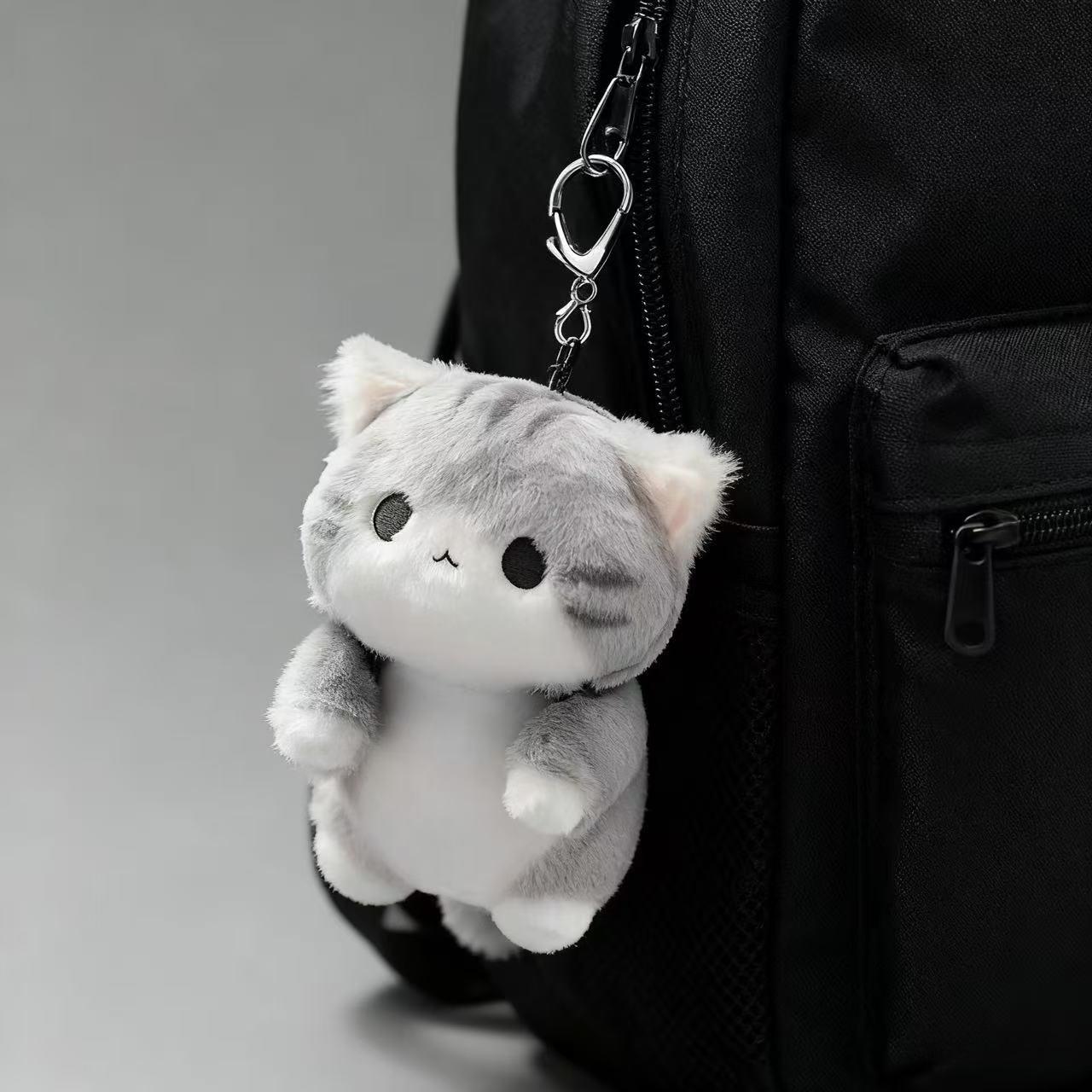 회색냥이키링 귀여운 고양이 미니인형 깜장 깜냥이 백팩 소프트 큐트 캣 백팩 없음 [1개] - 상세 이미지 3