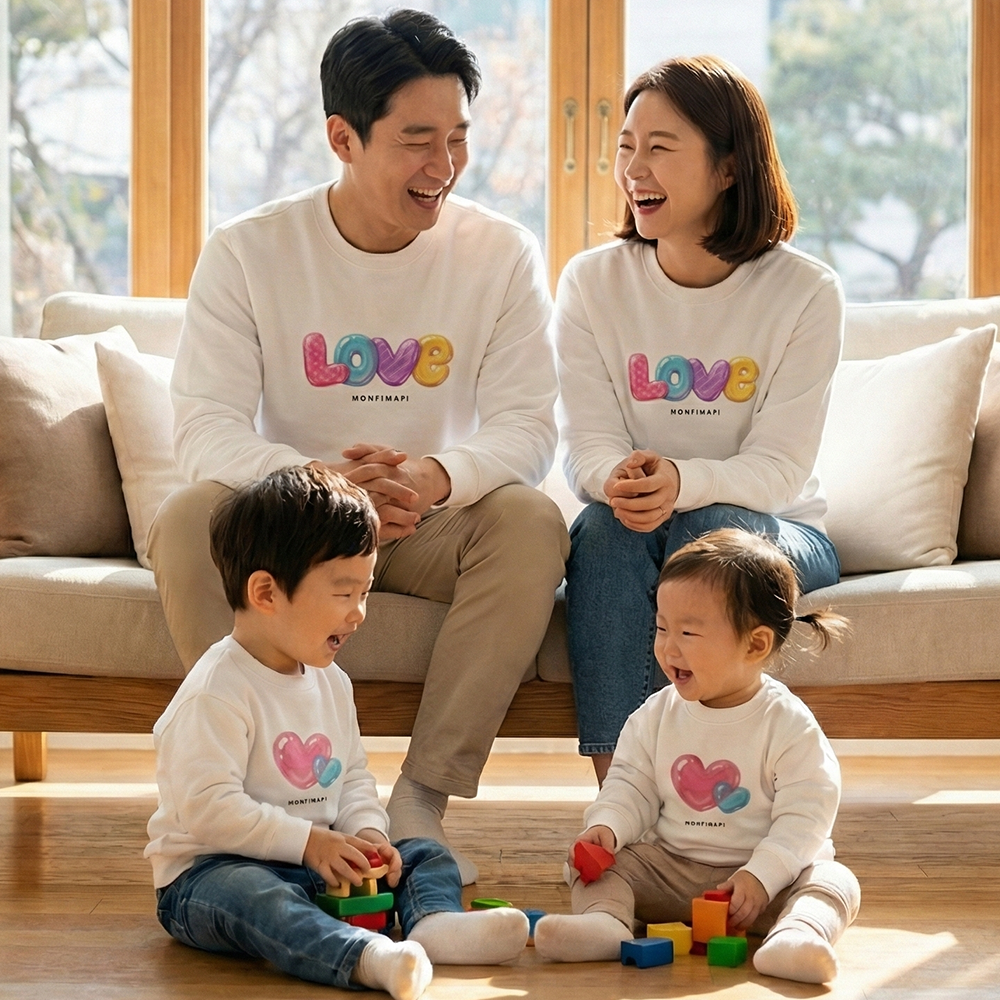 몽피마피 솜사탕 가족티 패밀리룩 돌촬영 여행 사진의상 반팔 맨투맨 이미지 8