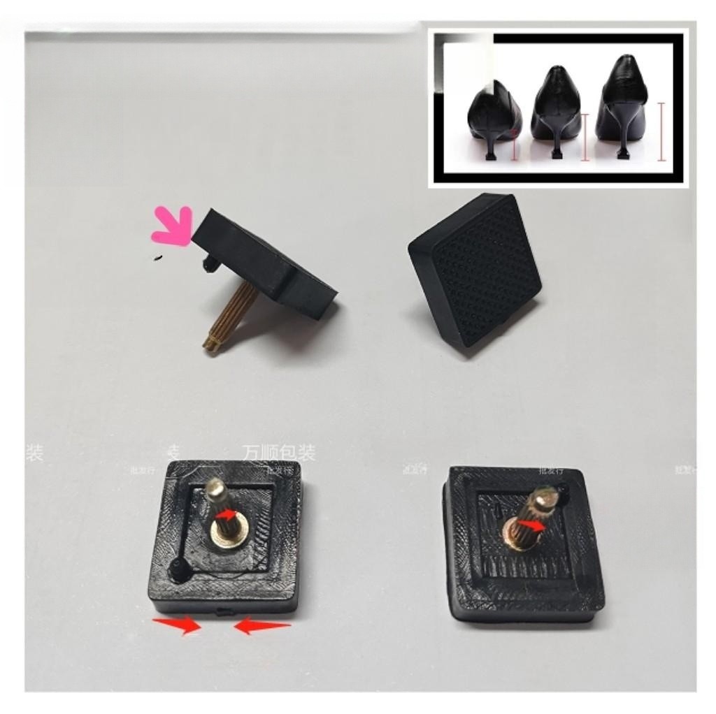 구두 굽 교체 여자 셀프 팁 투명 미끄럼방지 수선 힐 블랙 16x16mm 얇은 2.4mm 3쌍 - 상품 이미지