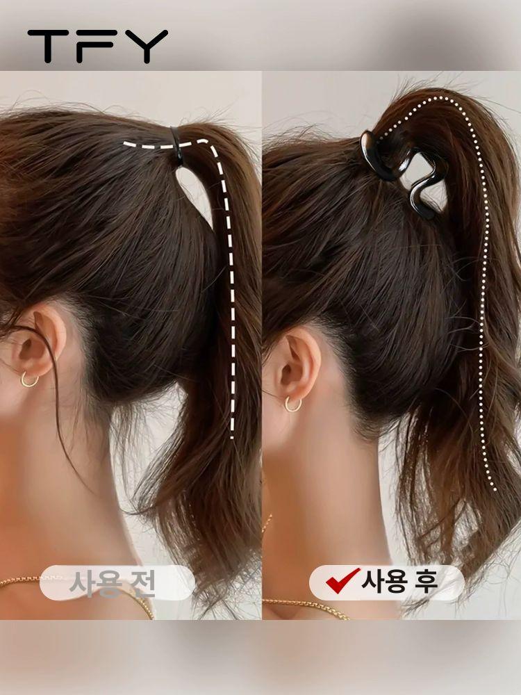 클립 헤어핀 여성용 머리핀 집게핀 볼륨 짱짱한 반묶음 업스타일 여신 거북이색 소형 - 상세 이미지 2