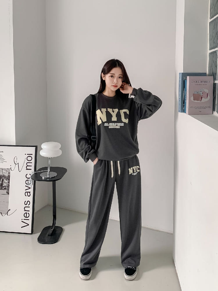 여성 트레이닝세트 트레이닝셋업 엄마등원룩 키작녀 루즈핏 상하 세트 상세 이미지 4