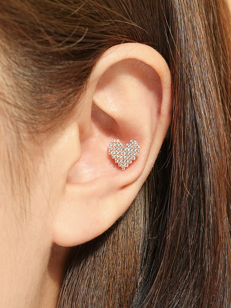 [0.8mm]14K 인터널 픽셀 하트 라블렛 피어싱 귀걸이 이미지 8