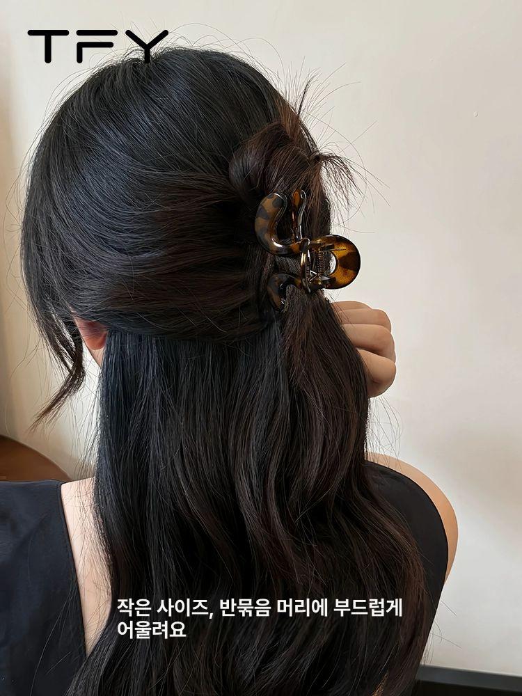 클립 헤어핀 여성용 머리핀 집게핀 볼륨 짱짱한 반묶음 업스타일 여신 거북이색 소형 - 상세 이미지 4