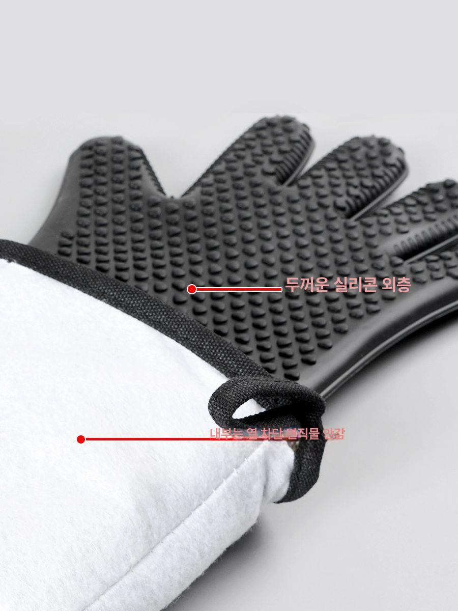 긴 오븐 장갑 베이킹 바베큐 주방 캔버스 두꺼운 냄비 미끄럼 팔꿈치 내열 제빵 긴오븐장갑 - 상세 이미지 5