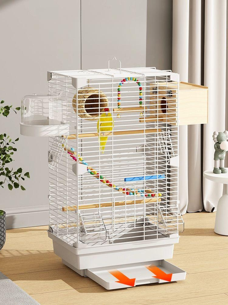 앵무새 새장 케이지 사육장 Budgie 오두막 화이트 새장 - 이중 별장 13종 세트 - 상품 이미지