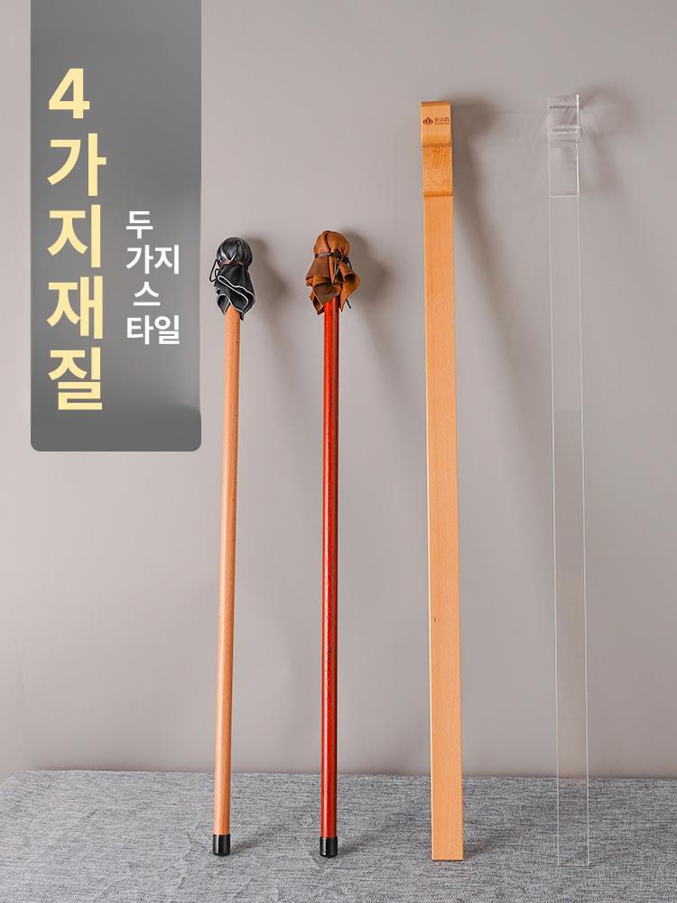 거치대 손떨림 방지 팔 보호대 스틱 페인팅 손목 목재 60cm 너도밤나무 빈티지 레더브라운 가죽 팁 단일 지팡이 - 상세 이미지 4