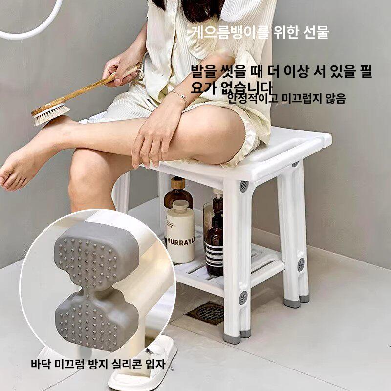 미끄럼방지 욕실의자 노인 방수 심플 목용의자 성인 높은 그레이 A - 상세 이미지 3