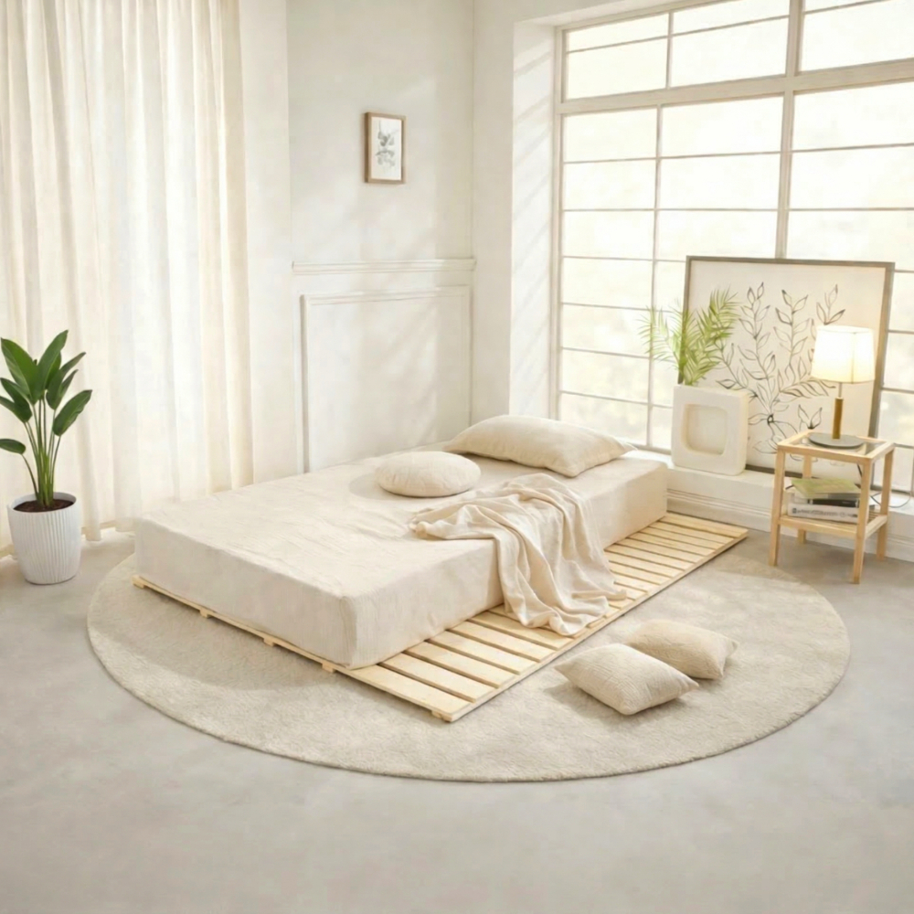 루체 4단 접이식 원목 매트리스 깔판 받침대 저상형 패밀리 싱글