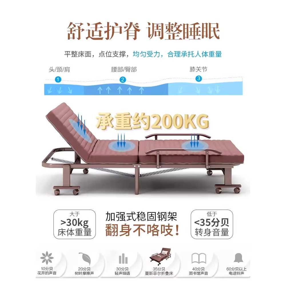 접이식 간이 침대 휴식용 1인용 사무실 낮잠 보조 베드 70cm - 상세 이미지 5