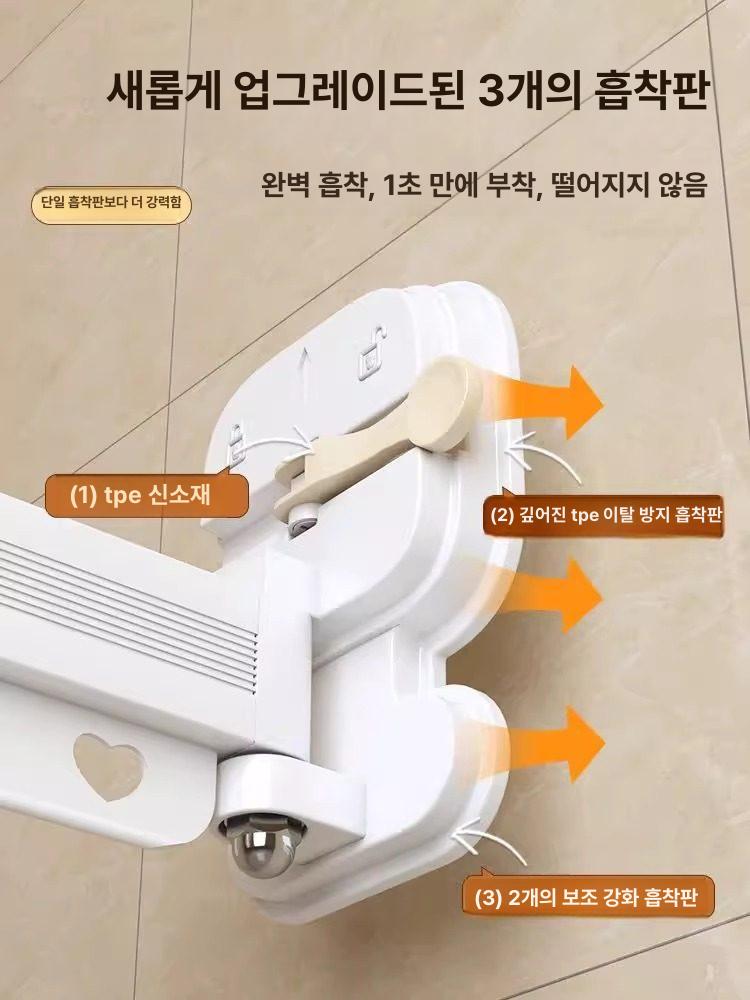 간이 샤워부스 설치형 욕실파티션 고급 폴딩커튼 방수 베이지화이트 접이식 커튼+화이트 5단 연장형 180-200cm 커튼 180cm - 상세 이미지 3