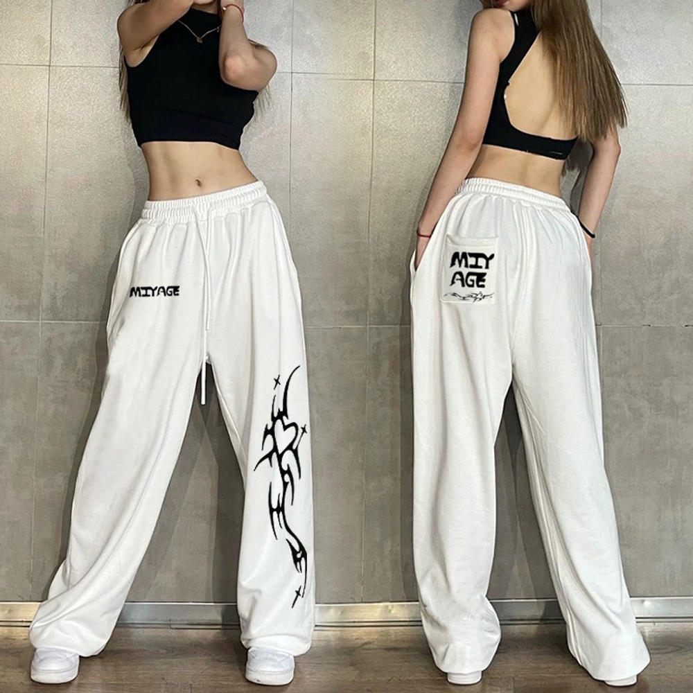 여성 줌바댄스 바지 루즈핏 팬츠 와이드핏 힙합 스트릿 댄스복 프린팅 연습복 방송댄스 - 상세 이미지 2