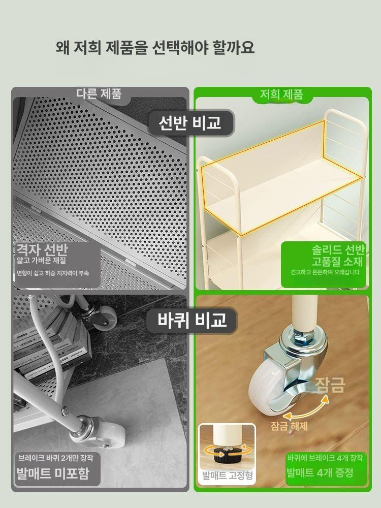 다용도 책장 이동식 선반 북카트 틈새 간이 서재 책꽂이 랙 - 상세 이미지 2