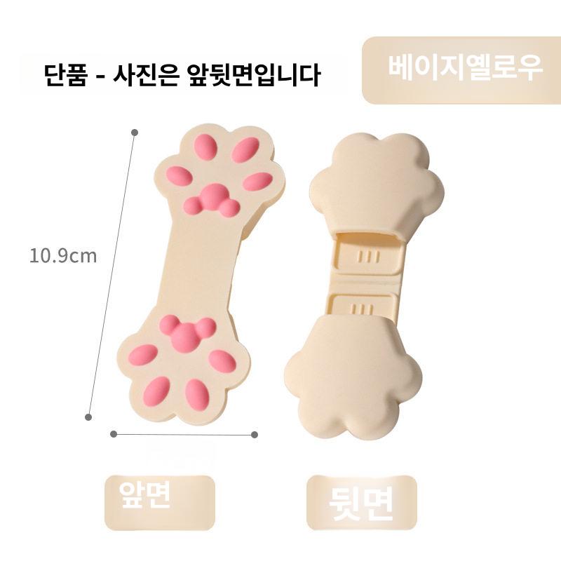 고양이 발모양 화상방지 집게 손가락 실리콘 접시 그릇 베이지옐로우 - 상세 이미지 5