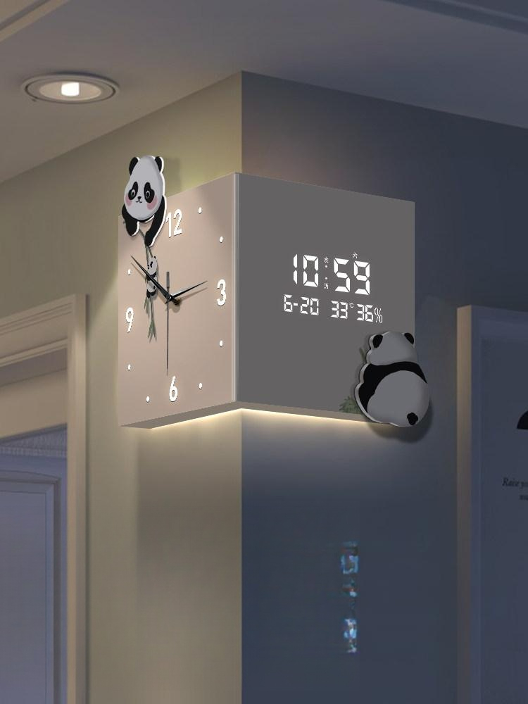 코너벽시계 양면 무소음 led 거실 벽걸이 인테리어 대형 벽시계 타임데코 - 상품 이미지