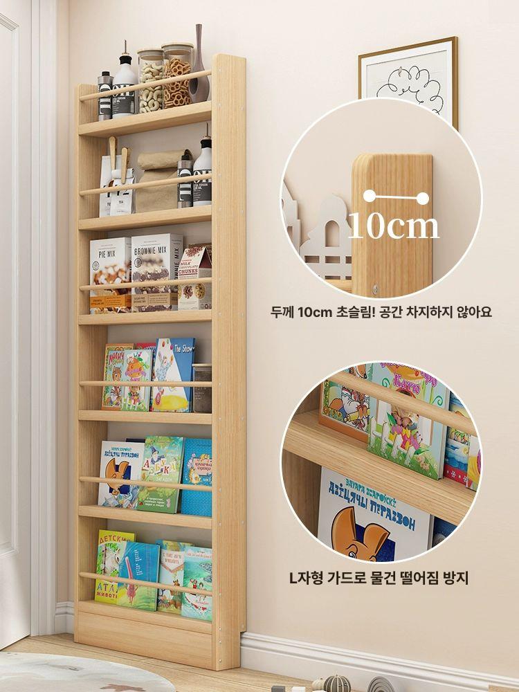 문뒤수납장 틈새수납장 벽선반 3단 화이트 50cm 무광 무도장 6단 120cm - 상세 이미지 2