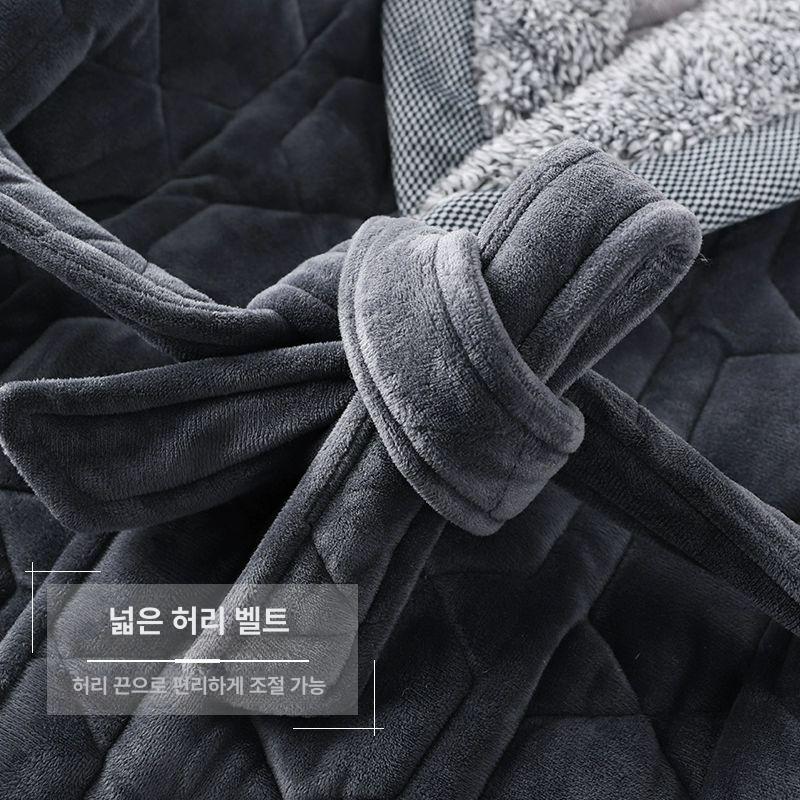 남성용 샤워 가운 수면 겨울 사우나 빅 사이즈 포켓 극세사 목욕 호텔 플리스 - 상세 이미지 5