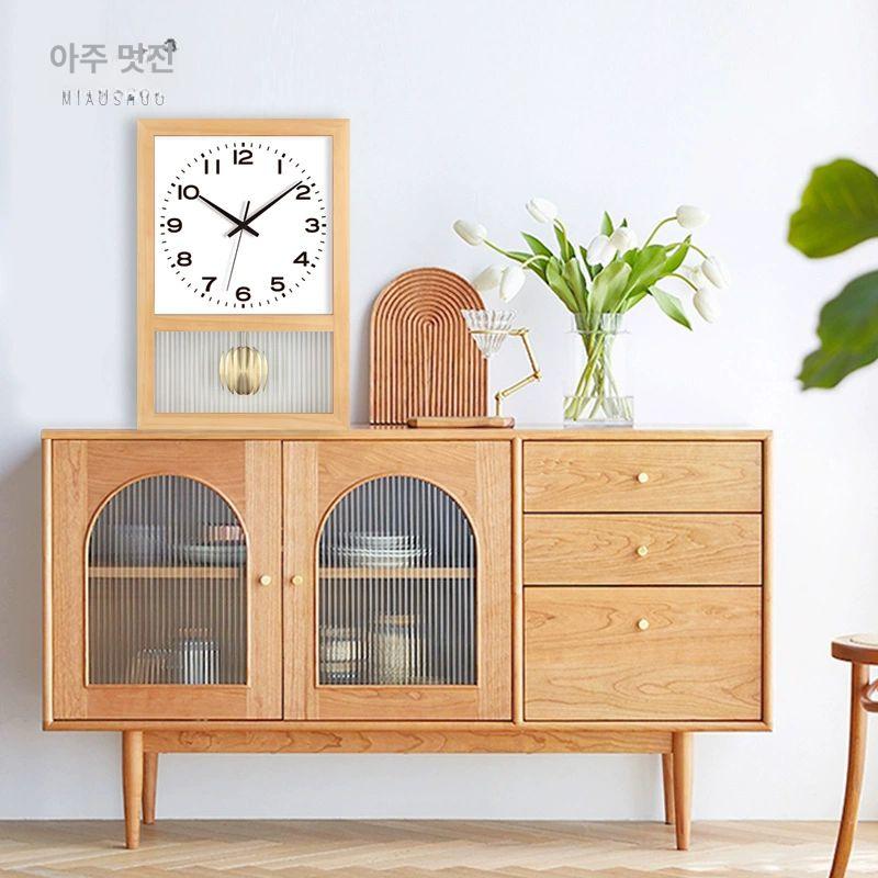 원목 벽 시계 사각 테이블 일본풍 레트로 괘종 야광 추 친환경 거실 - 상세 이미지 5