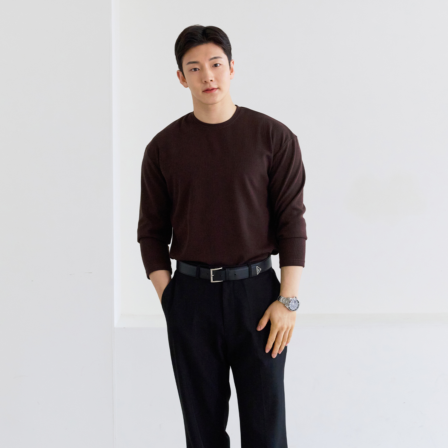 어깨넓어보이는 탄탄 머슬핏 남자 라운드 긴팔 티셔츠 이미지 6