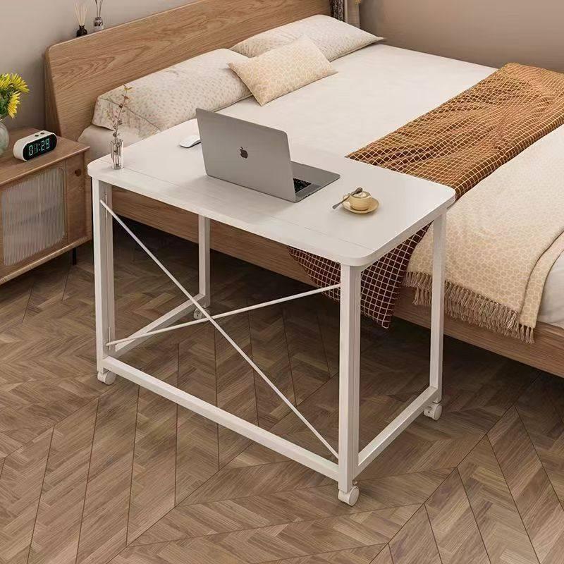 바퀴달린 접이식책상 슬림 컴퓨터 보조 테이블 침대옆 60cmx40cm 밀키화이트 - 상세 이미지 2