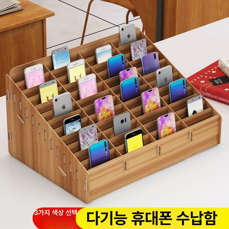 스마트폰 거치대 탁상형 매장 진열대 촬영용 태블릿 다중 원목 2칸 12대 - 상세 이미지 2