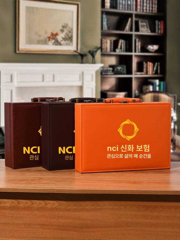 앤티크 007가방 가죽 레드브라운 출장 수트 케이스 오렌지 로고 없음 34x24x8.5cm - 상세 이미지 4