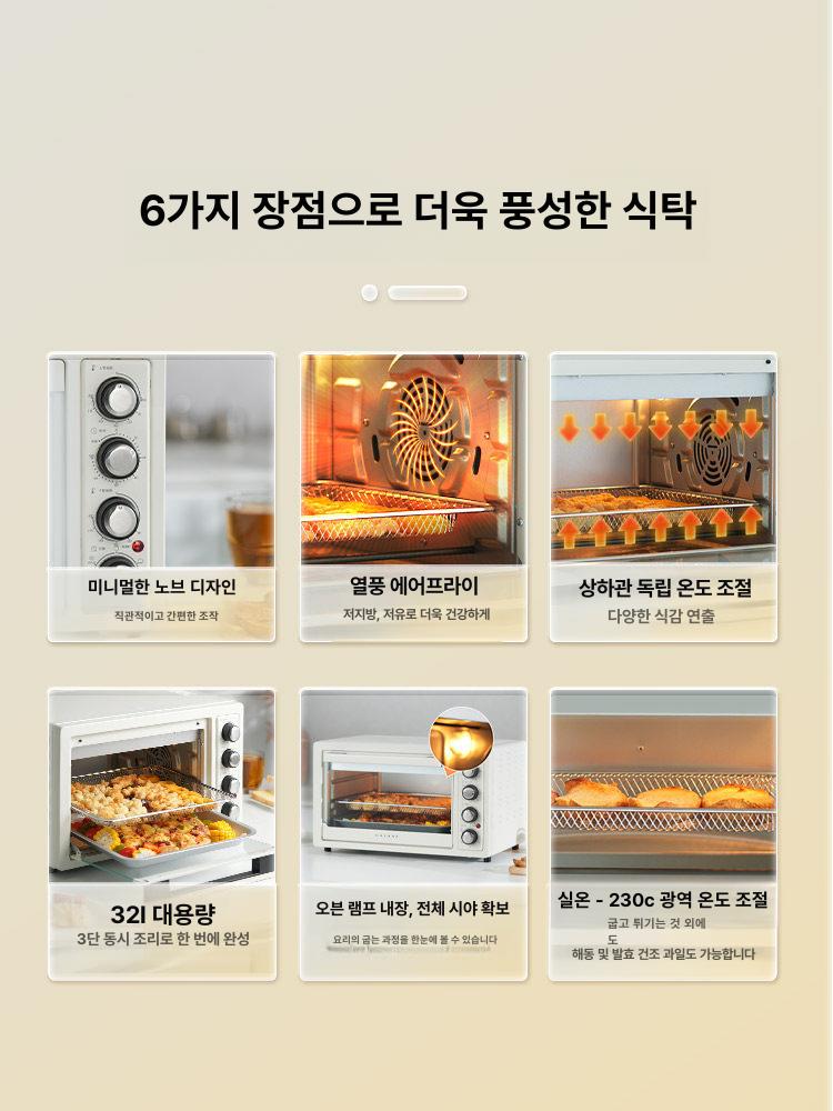 전기오븐 56L 대용량 멀티쿠커 상부 겸용 인덕션 뜨거운 공기를 순환시키는 무유 에어프라이어 - 상세 이미지 3