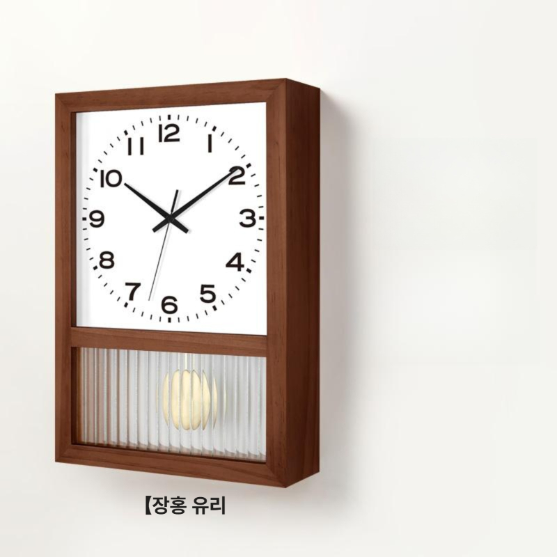 원목 벽 시계 사각 테이블 일본풍 레트로 괘종 야광 추 친환경 거실 - 상세 이미지 2