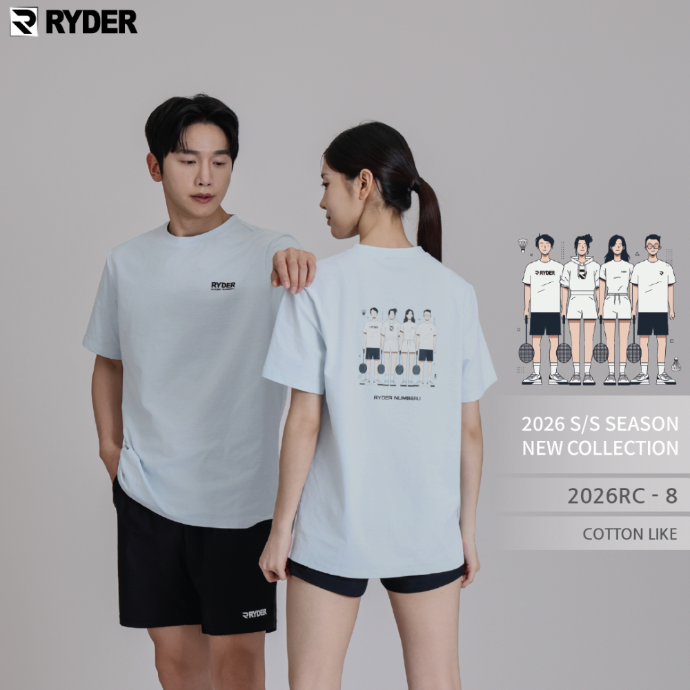 라이더 2026RC-8 코튼라이크 공용 반팔티 배드민턴 피클볼 탁구 스포츠웨어 - 상세 이미지 3