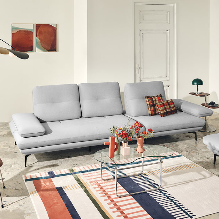 [에싸] 로마노 4인 스윙기능 리브 패브릭 소파(크라비츠,카시미라 옵션)