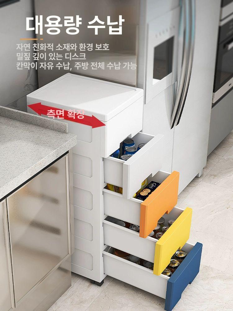 틈새 서랍장 침대 수납장 좁은 낮은 화이트 의류정리 옷장 슬림 미니멀 - 상세 이미지 2