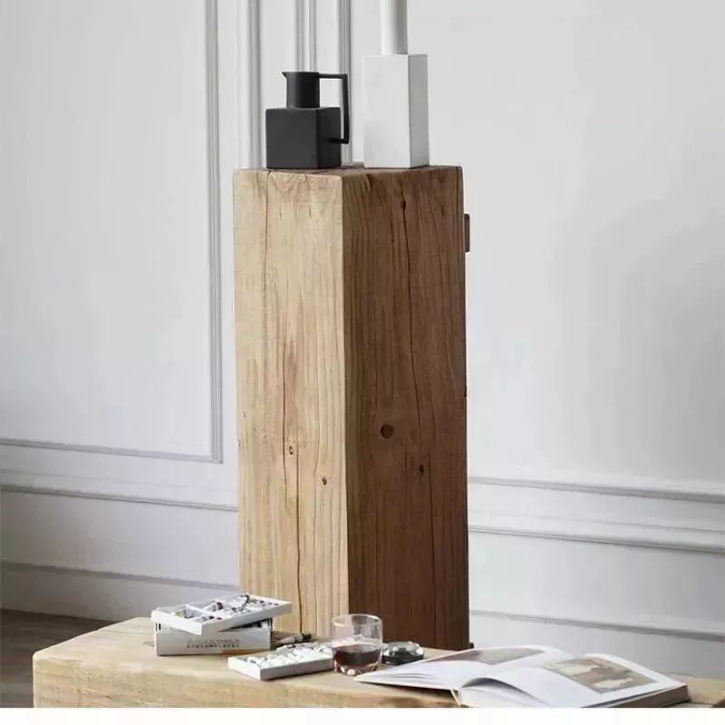 통나무 스툴 의자 소품 카페 사각 매장 선반 전시대 월넛 30x30x30 빈 - 상세 이미지 4