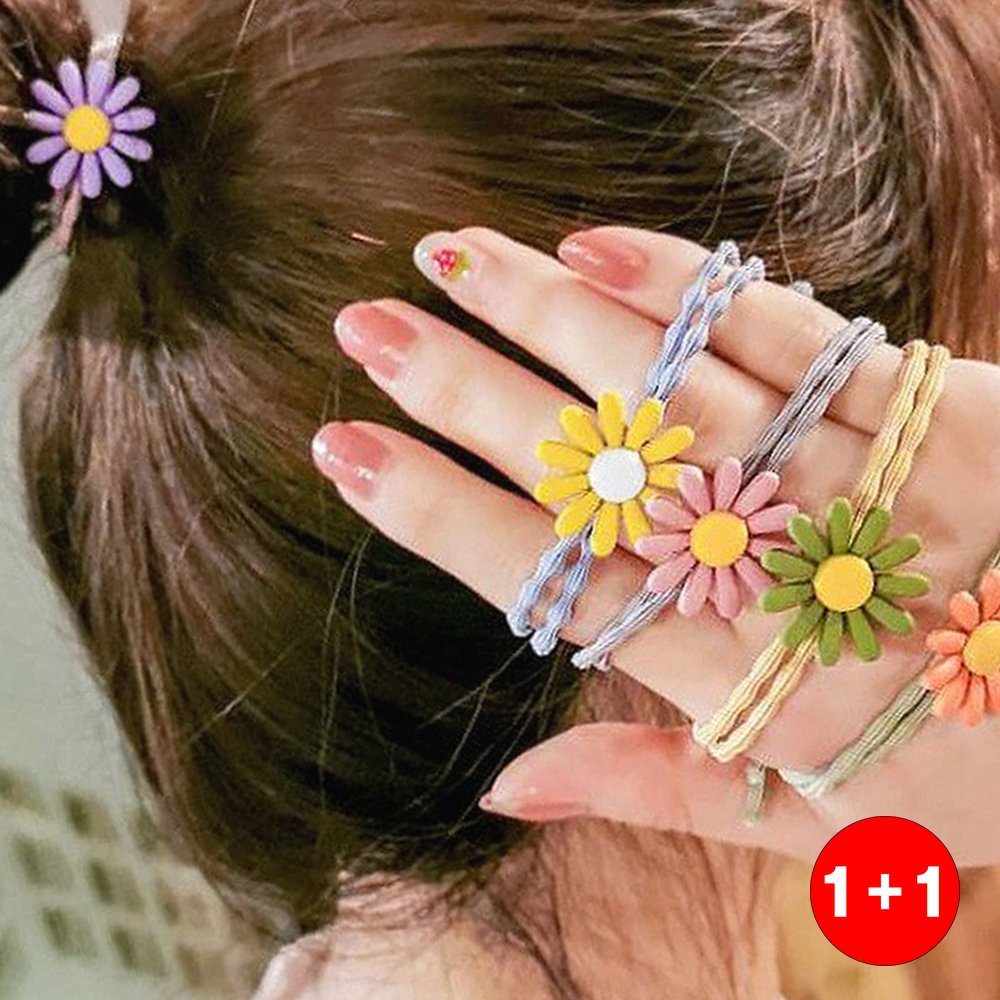 헤어끈 플라워 컬러 헤어 머리끈 헤어악세사리 사계절용 데일리템 선물용(주문의2배수량 배송) - 상품 이미지