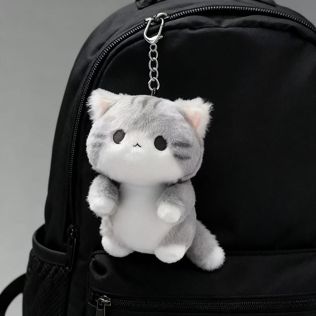 회색냥이키링 귀여운 고양이 미니인형 깜장 깜냥이 백팩 소프트 큐트 캣 백팩 없음 [1개] - 상세 이미지 2