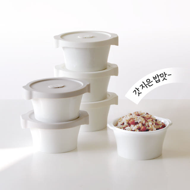 도자기 밥용기 냉동밥 보관 용기 세라믹 온기 전자렌지용 밀폐 소분 보관 2P