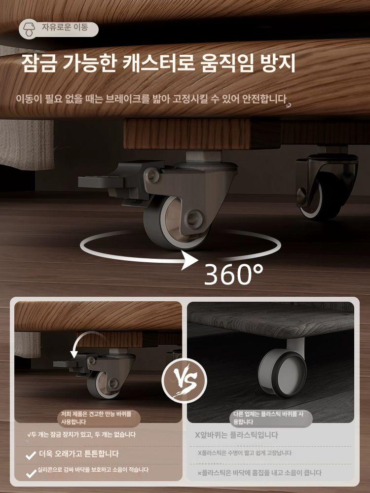 고무나무 협탁 360도 낮은 책꽂이 책장 침대옆 2단 2칸 월넛 42cm - 상세 이미지 3