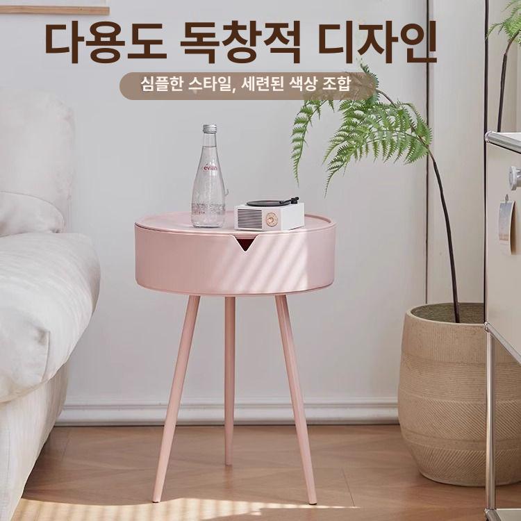 원형 사이드테이블 미니 사무실 선반 소파 틈새 협탁 가정용 컴팩트 - 상세 이미지 5