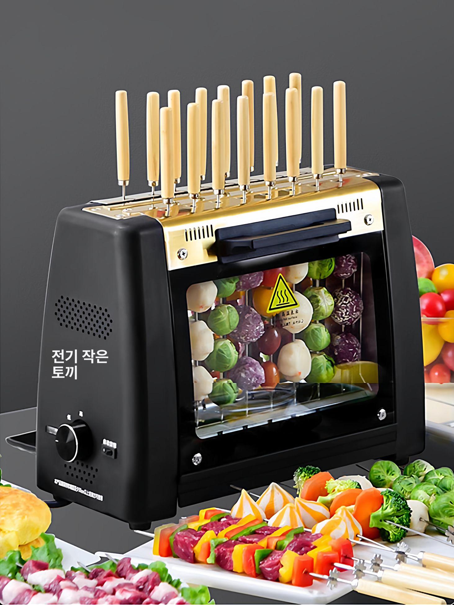 자동회전 꼬치구이 기계 닭꼬치 업소용 그릴 바베큐 실내 큐 구이 기본 전기그릴팬 숯불 - 상세 이미지 2