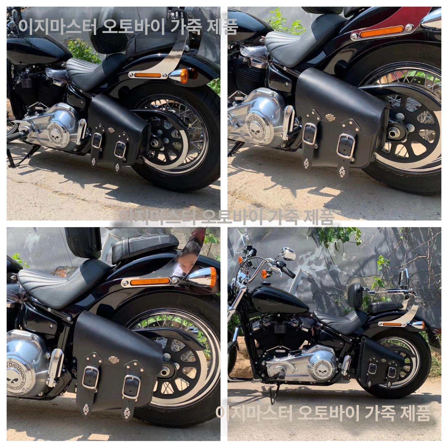 오토바이 사이드 가방 탑박스 데이비슨 가죽 스윙암 센터백 오토바이사이드백 미니 새들백 - 상세 이미지 2