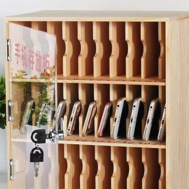 휴대폰 수거함 스마트폰 수납함 정리 나무 아크릴 보관함 - 상품 이미지