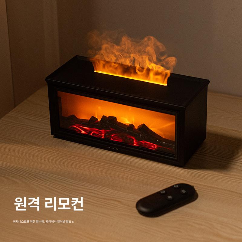 노르딕 불멍무드등 벽난로램프 거실 침실 홈카페 연출 LED 리얼 장작 불꽃 효과 감성 블랙 - 상세 이미지 4