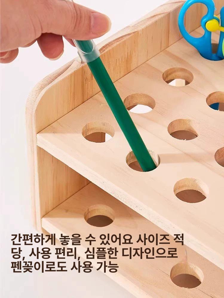 보관함 가위꽂이 원목 공간 책상 미술용 수납함 선반 도구 정리대 꽂이통 - 상세 이미지 4
