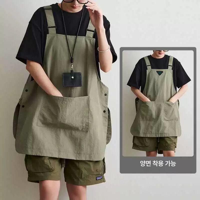 야외 작업복 방수 남녀공용 다용도 원피스 카페 주방 비닐 타슬론 군녹 - 상품 이미지