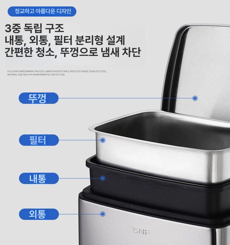 라면 국물통 편의점 음쓰통 스테인리스 거름망 쓰레기통 잔반통 탕비실 분리 - 상세 이미지 4
