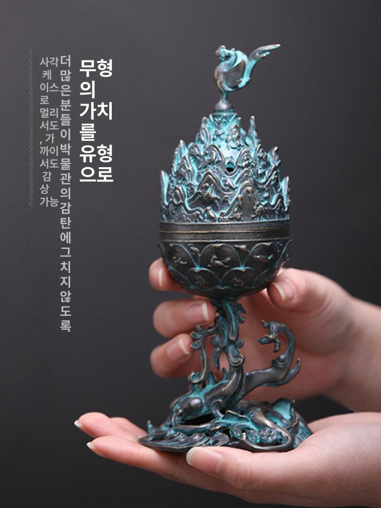 골동품 향로 금동 백단향 복고풍 장식품 실내 기념품 선물용 인테리어 - 상세 이미지 4